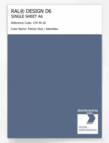 Artikelbild des Artikels “RAL® DESIGN D6 SINGLE SHEET A6 270 40 20 Parlour blue / Salonblau “
