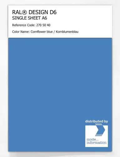 Artikelbild des Artikels “RAL® DESIGN D6 SINGLE SHEET A6 270 50 40 Cornflower blue / Kornblumenblau “