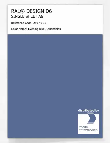 Artikelbild des Artikels “RAL® DESIGN D6 SINGLE SHEET A6 280 40 30 Evening blue / Abendblau “