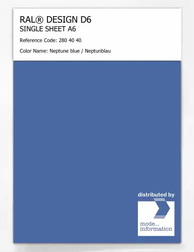 Artikelbild des Artikels “RAL® DESIGN D6 SINGLE SHEET A6 280 40 40 Neptune blue / Neptunblau “