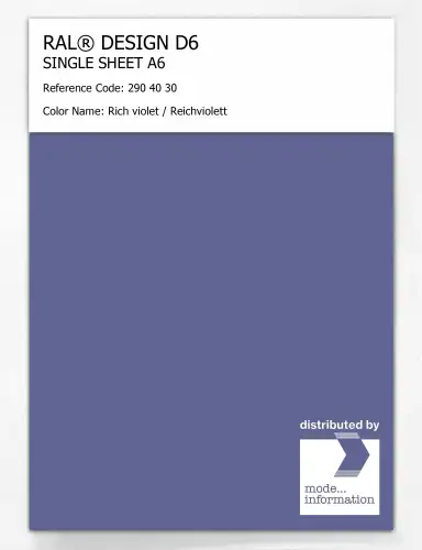 Artikelbild des Artikels “RAL® DESIGN D6 SINGLE SHEET A6 290 40 30 Rich violet / Reichviolett “