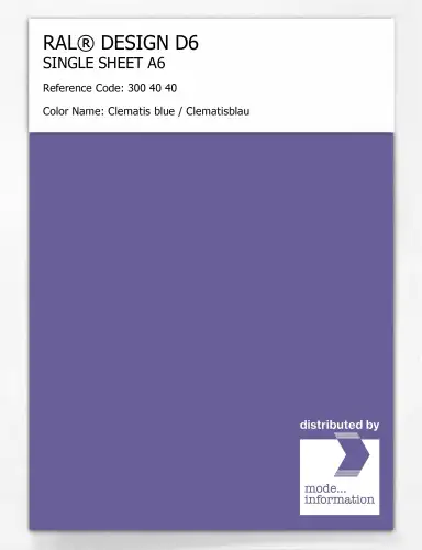 Artikelbild des Artikels “RAL® DESIGN D6 SINGLE SHEET A6 300 40 40 Clematis blue / Clematisblau “