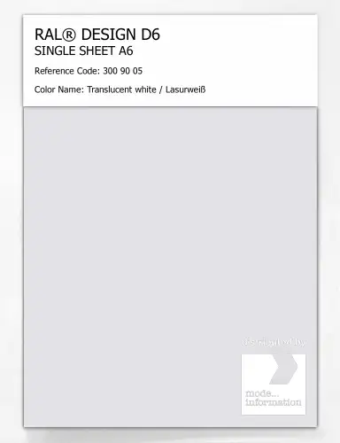 Artikelbild des Artikels “RAL® DESIGN D6 SINGLE SHEET A6 300 90 05 Translucent white / Lasurweiß “