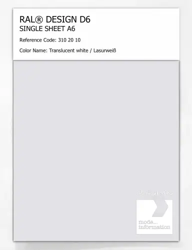 Artikelbild des Artikels “RAL® DESIGN D6 SINGLE SHEET A6 310 20 10 Translucent white / Lasurweiß “