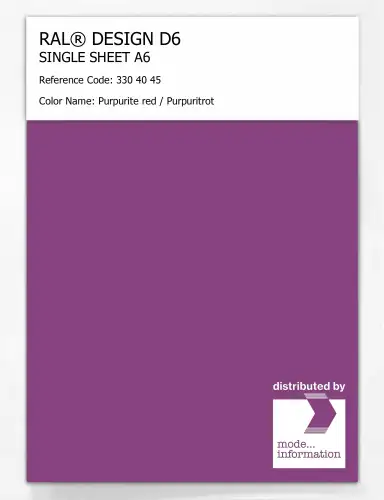 Artikelbild des Artikels “RAL® DESIGN D6 SINGLE SHEET A6 330 40 45 Purpurite red / Purpuritrot “