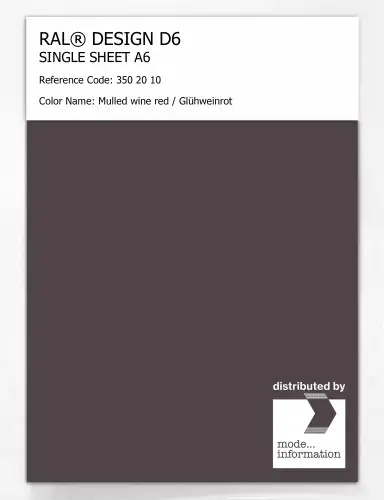 Artikelbild des Artikels “RAL® DESIGN D6 SINGLE SHEET A6 350 20 10 Mulled wine red / Glühweinrot “