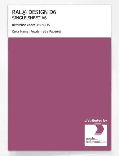 Artikelbild des Artikels “RAL® DESIGN D6 SINGLE SHEET A6 350 40 45 Powder red / Puderrot “