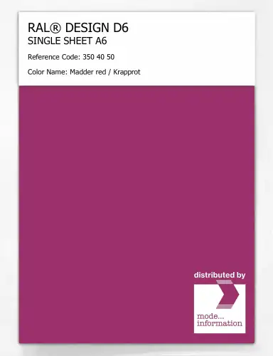 Artikelbild des Artikels “RAL® DESIGN D6 SINGLE SHEET A6 350 40 50 Madder red / Krapprot “