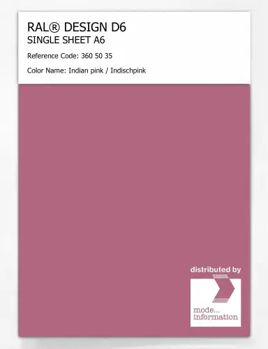 Artikelbild des Artikels “RAL® DESIGN D6 SINGLE SHEET A6 360 50 35 Indian pink / Indischpink “