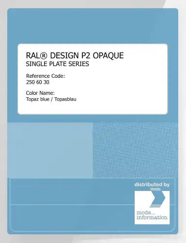 Artikelbild des Artikels “RAL® PLASTICS P2 OPAQUE SINGLE PLATE 250 60 30 Topaz blue / Topasblau “