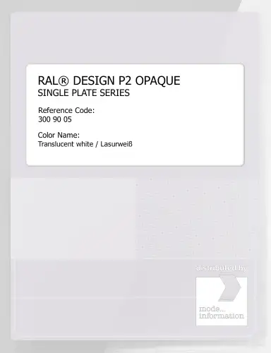 Artikelbild des Artikels “RAL® PLASTICS P2 OPAQUE SINGLE PLATE 300 90 05 Translucent white / Lasurweiß “