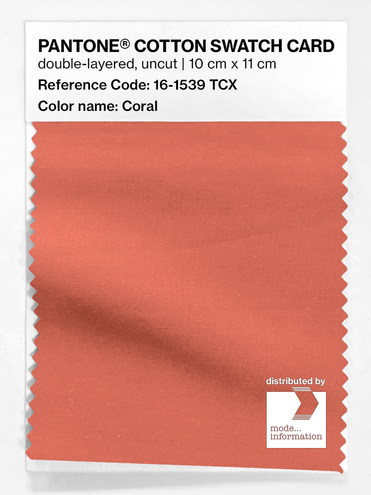 Product image 1 of the product “PANTONE® COTTON SWATCH CARD 16-1539 TCX Coral ”