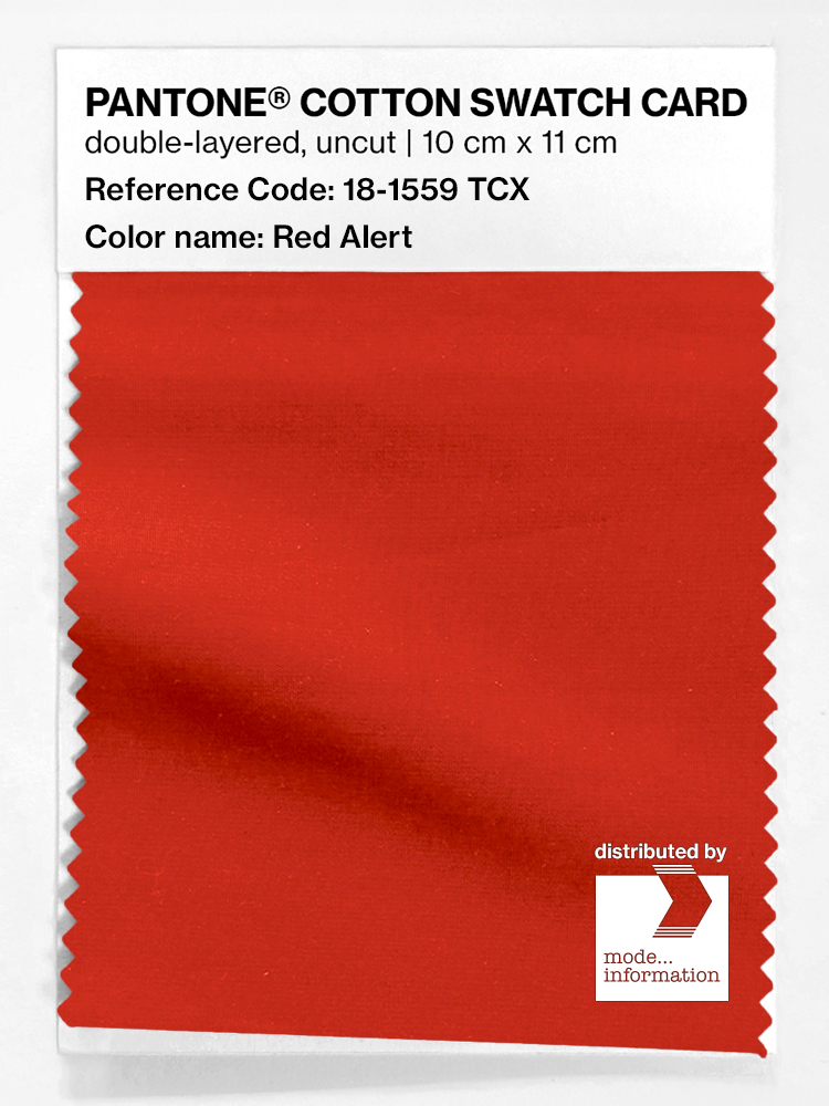Product image 1 of the product “PANTONE® COTTON SWATCH CARD 18-1559 TCX Red Alert ”