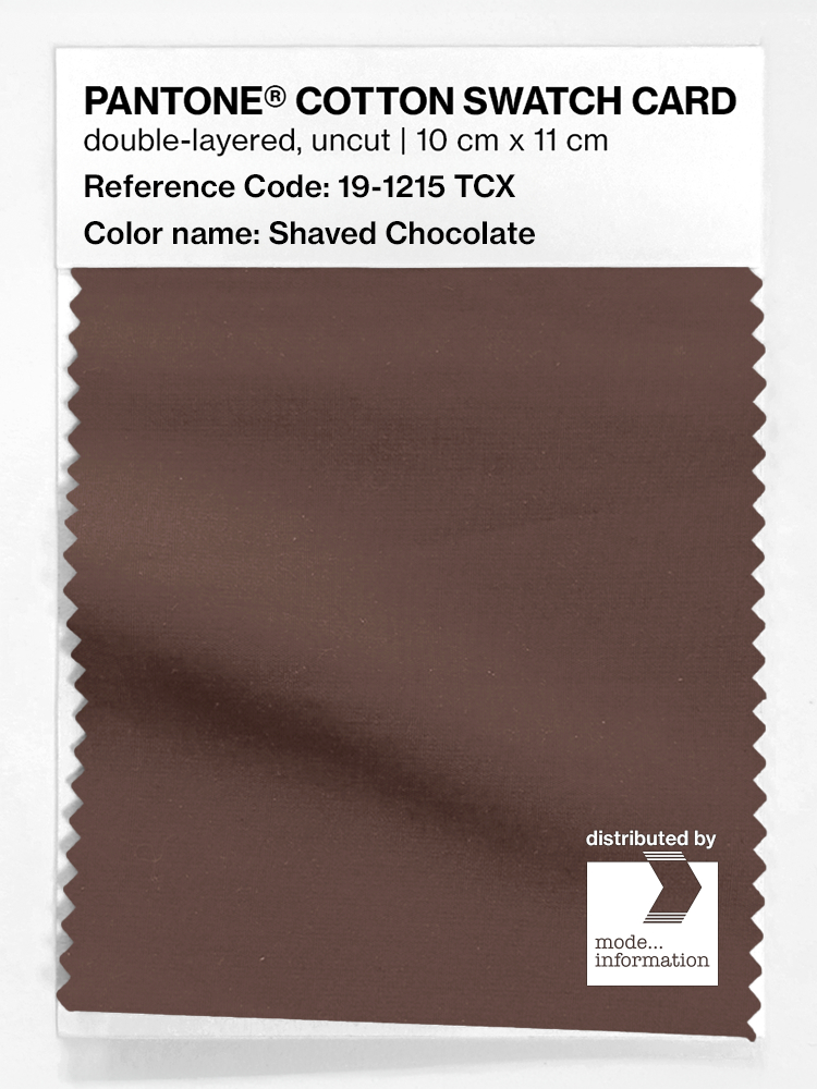 Product image 1 of the product “PANTONE® COTTON SWATCH CARD 19-1215 TCX Shaved Chocolate ”