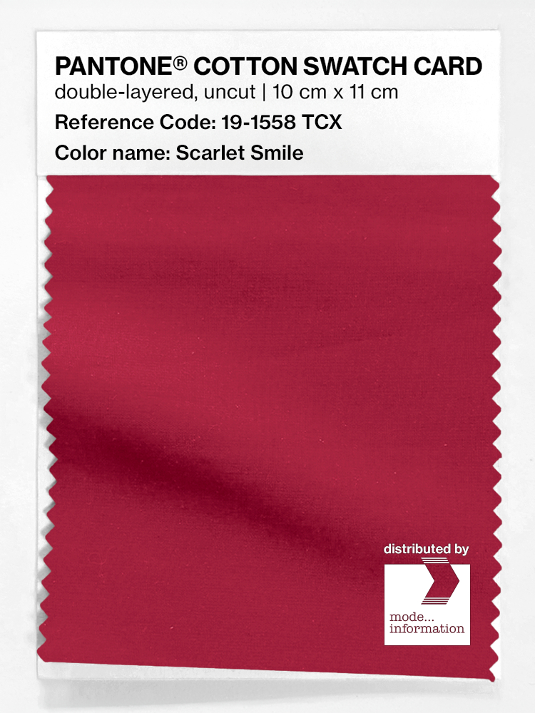 Product image 1 of the product “PANTONE® COTTON SWATCH CARD 19-1558 TCX Scarlet Smile ”