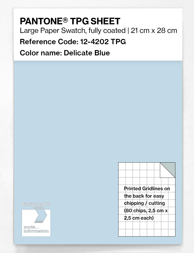Product image 1 of the product “PANTONE® TPG SHEET 12-4202 TPG Delicate Blue ”