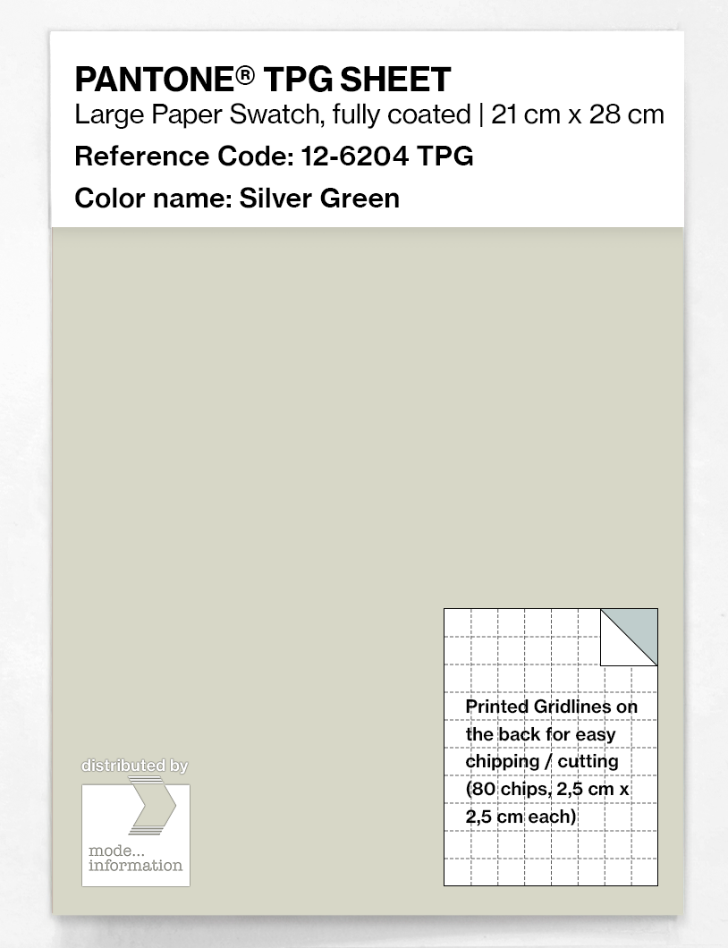 Product image 1 of the product “PANTONE® TPG SHEET 12-6204 TPG Silver Green ”