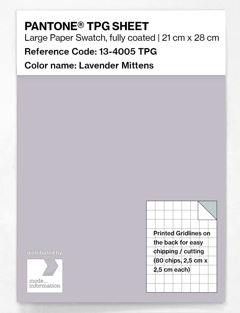 Product image 1 of the product “PANTONE® TPG SHEET 13-4005 TPG Lavender Mittens ”