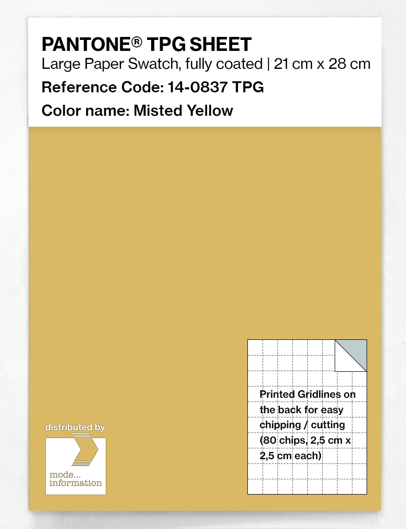 Product image 1 of the product “PANTONE® TPG SHEET 14-0837 TPG Misted Yellow ”