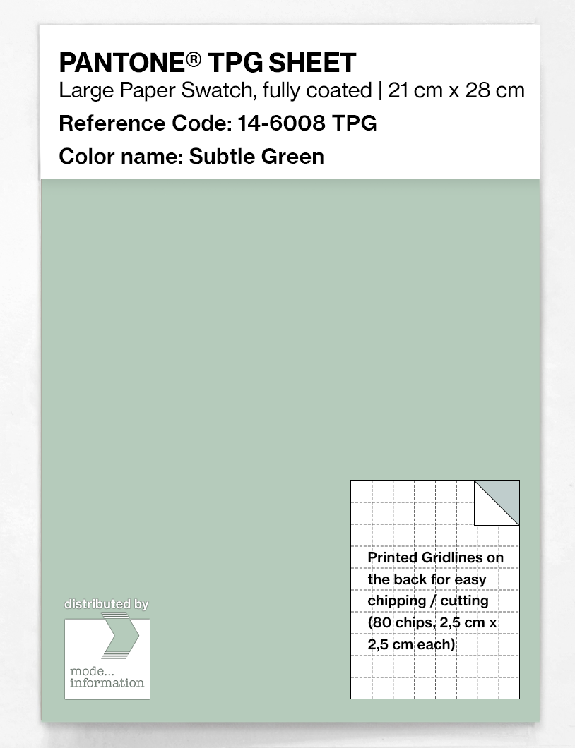 Product image 1 of the product “PANTONE® TPG SHEET 14-6008 TPG Subtle Green ”