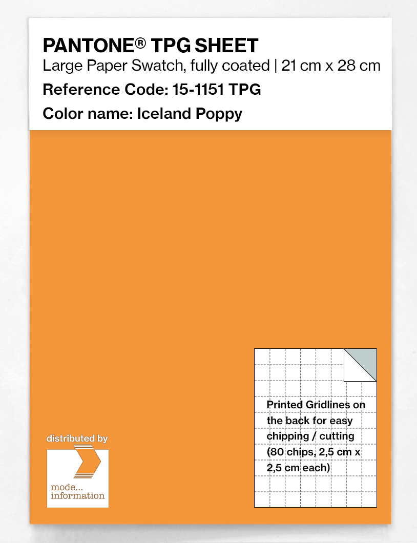 Product image 1 of the product “PANTONE® TPG SHEET 15-1151 TPG Iceland Poppy ”