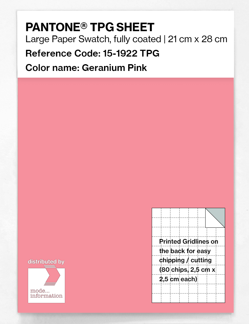 Product image 1 of the product “PANTONE® TPG SHEET 15-1922 TPG Geranium Pink ”