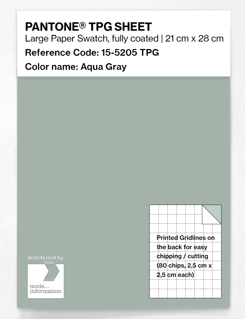 Product image 1 of the product “PANTONE® TPG SHEET 15-5205 TPG Aqua Gray ”
