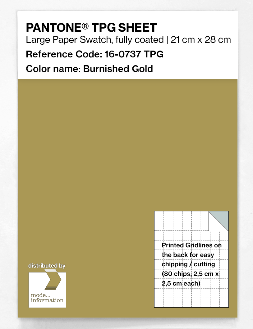 Product image 1 of the product “PANTONE® TPG SHEET 16-0737 TPG Burnished Gold ”