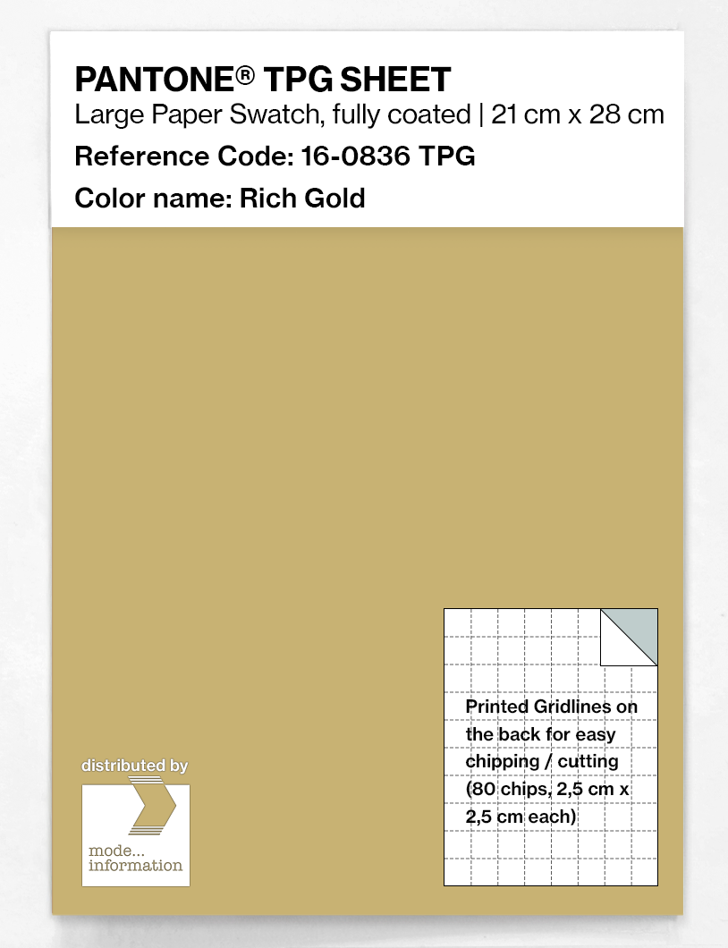 Product image 1 of the product “PANTONE® TPG SHEET 16-0836 TPG Rich Gold ”