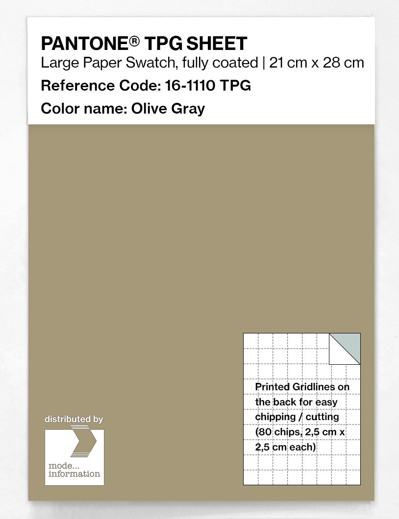 Product image 1 of the product “PANTONE® TPG SHEET 16-1110 TPG Olive Gray ”