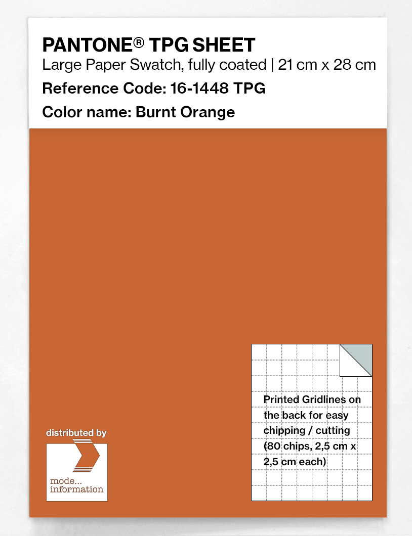 Product image 1 of the product “PANTONE® TPG SHEET 16-1448 TPG Burnt Orange ”