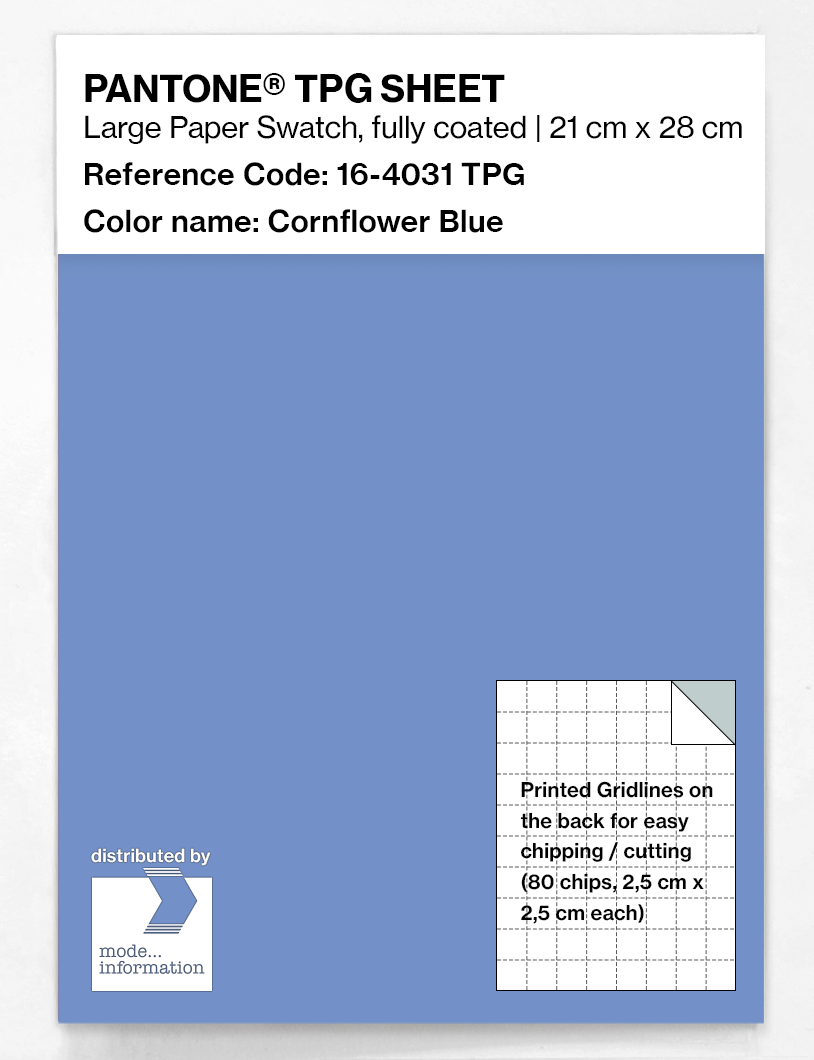 Product image 1 of the product “PANTONE® TPG SHEET 16-4031 TPG Cornflower Blue ”