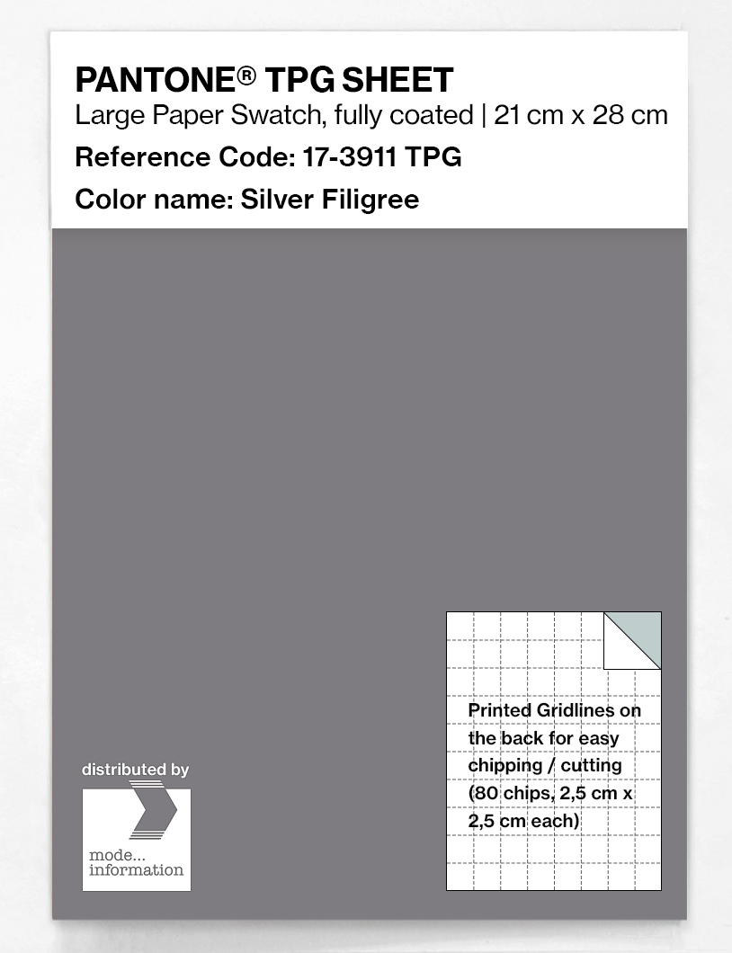 Product image 1 of the product “PANTONE® TPG SHEET 17-3911 TPG Silver Filigree ”
