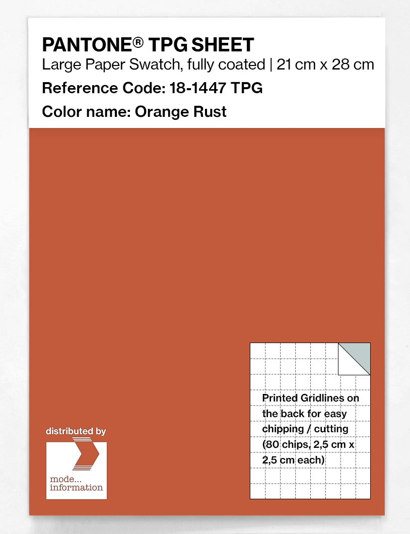 Product image 1 of the product “PANTONE® TPG SHEET 18-1447 TPG Orange Rust ”