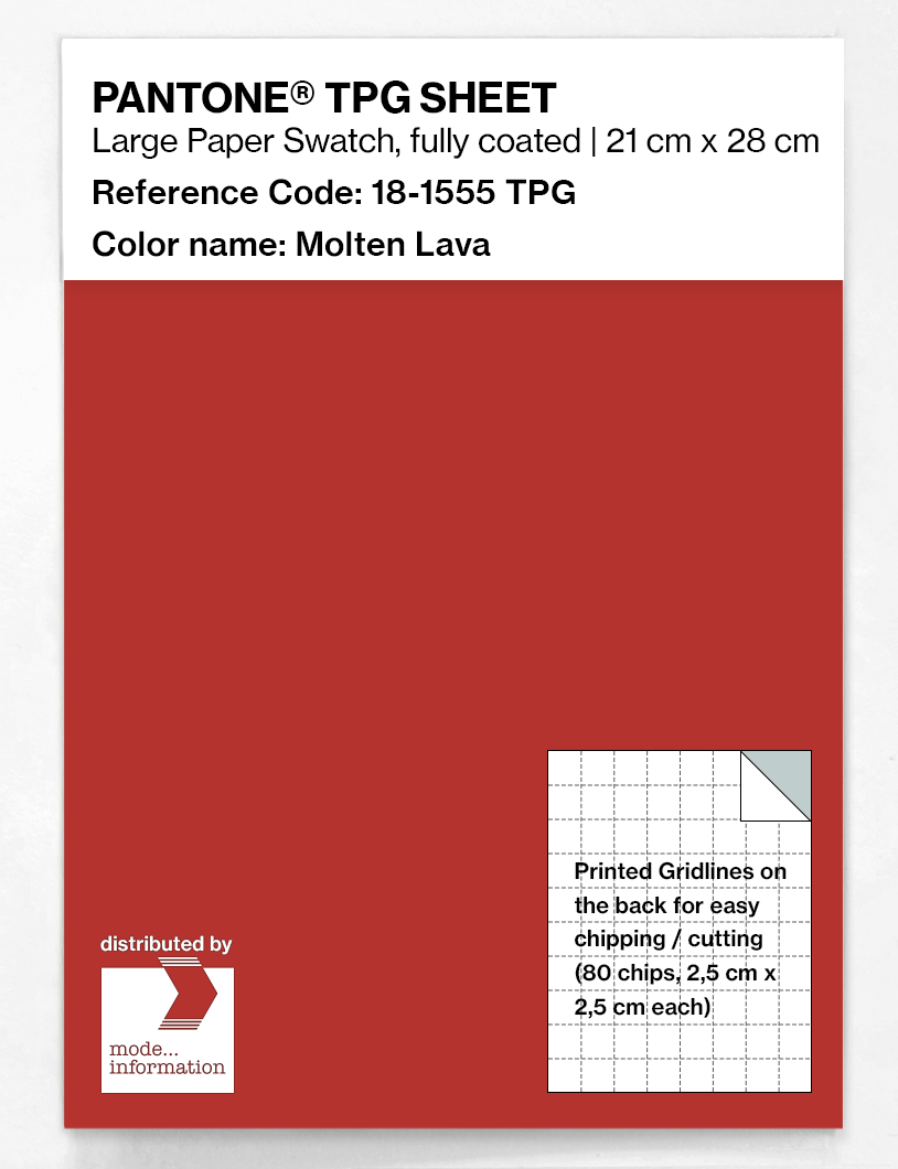 Product image 1 of the product “PANTONE® TPG SHEET 18-1555 TPG Molten Lava ”