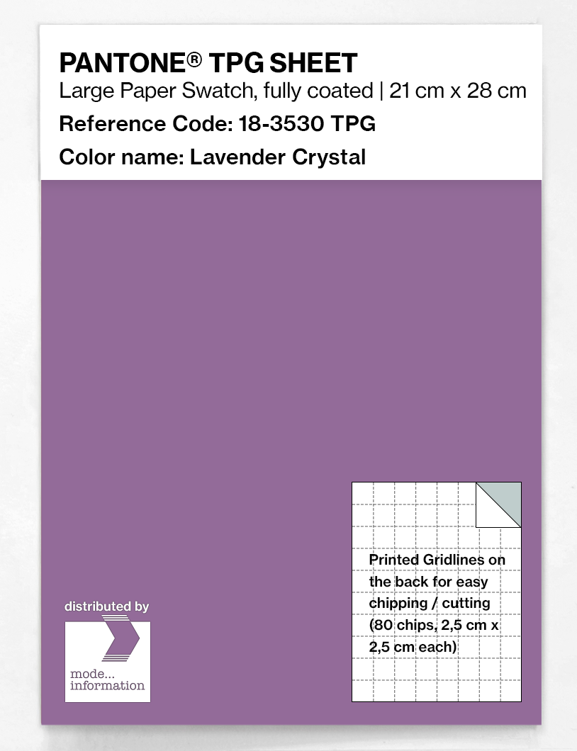 Product image 1 of the product “PANTONE® TPG SHEET 18-3530 TPG Lavender Crystal ”