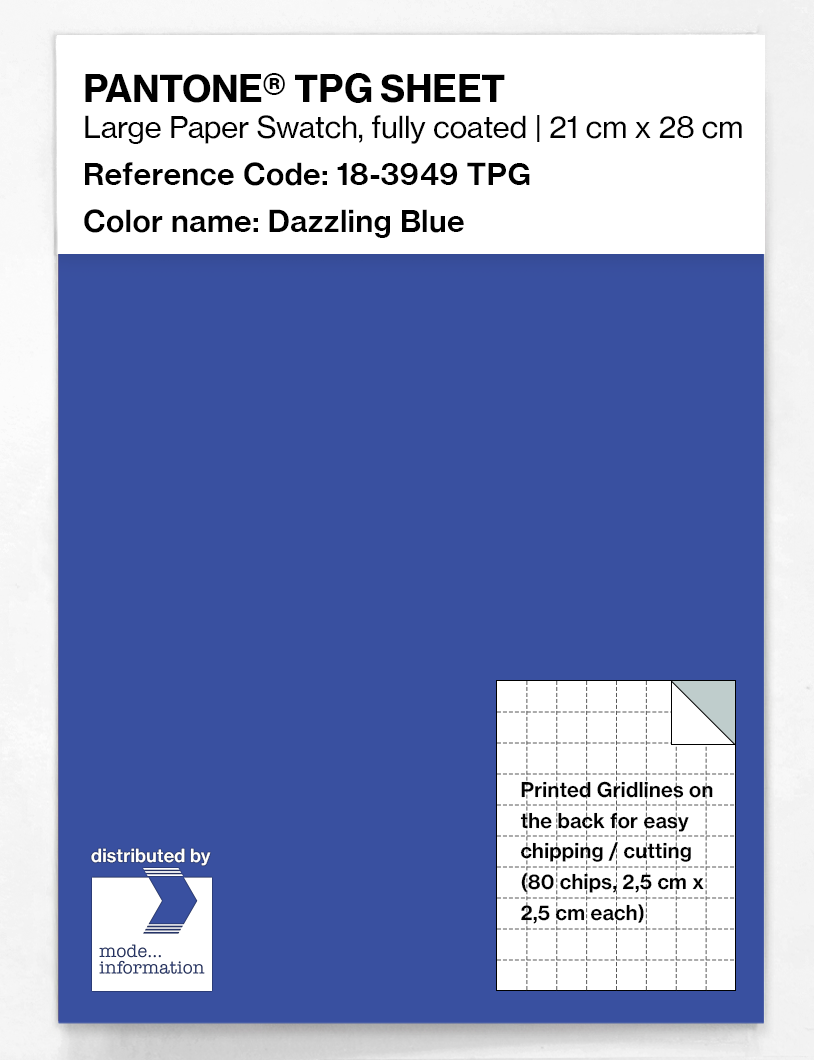 Product image 1 of the product “PANTONE® TPG SHEET 18-3949 TPG Dazzling Blue ”