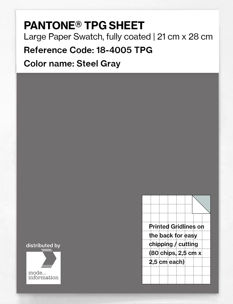 Product image 1 of the product “PANTONE® TPG SHEET 18-4005 TPG Steel Gray ”