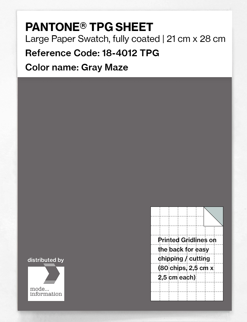 Product image 1 of the product “PANTONE® TPG SHEET 18-4012 TPG Gray Maze ”