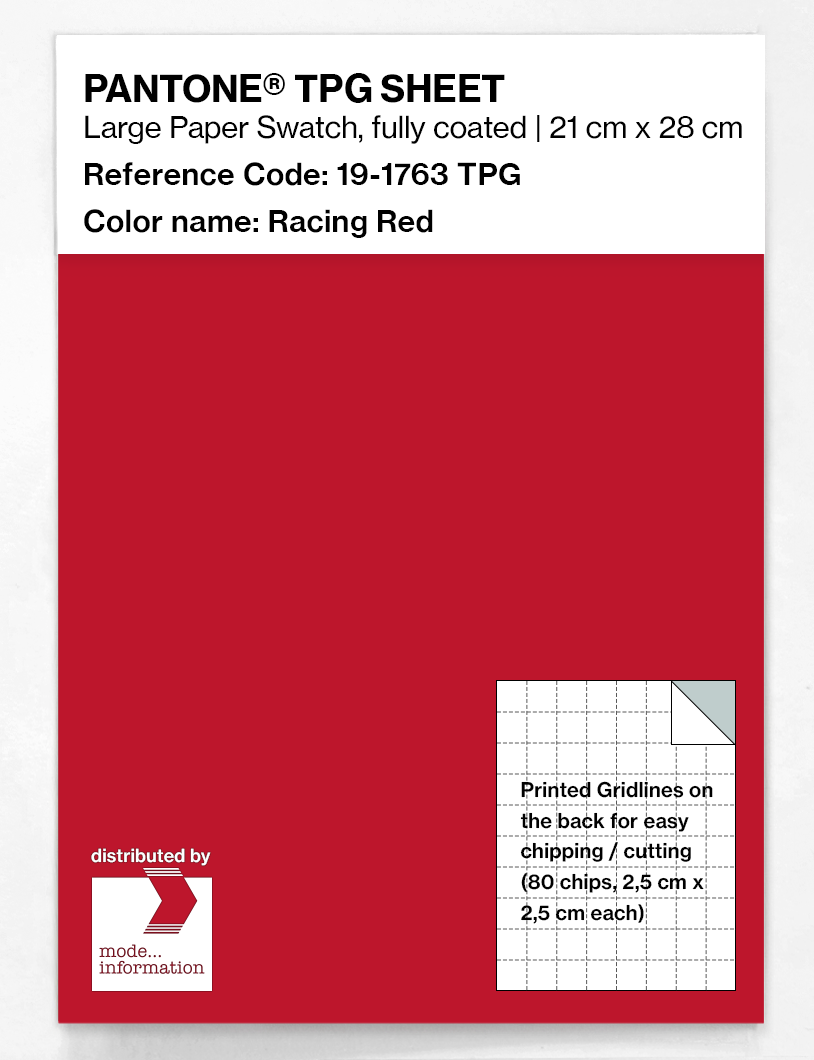Product image 1 of the product “PANTONE® TPG SHEET 19-1763 TPG Racing Red ”