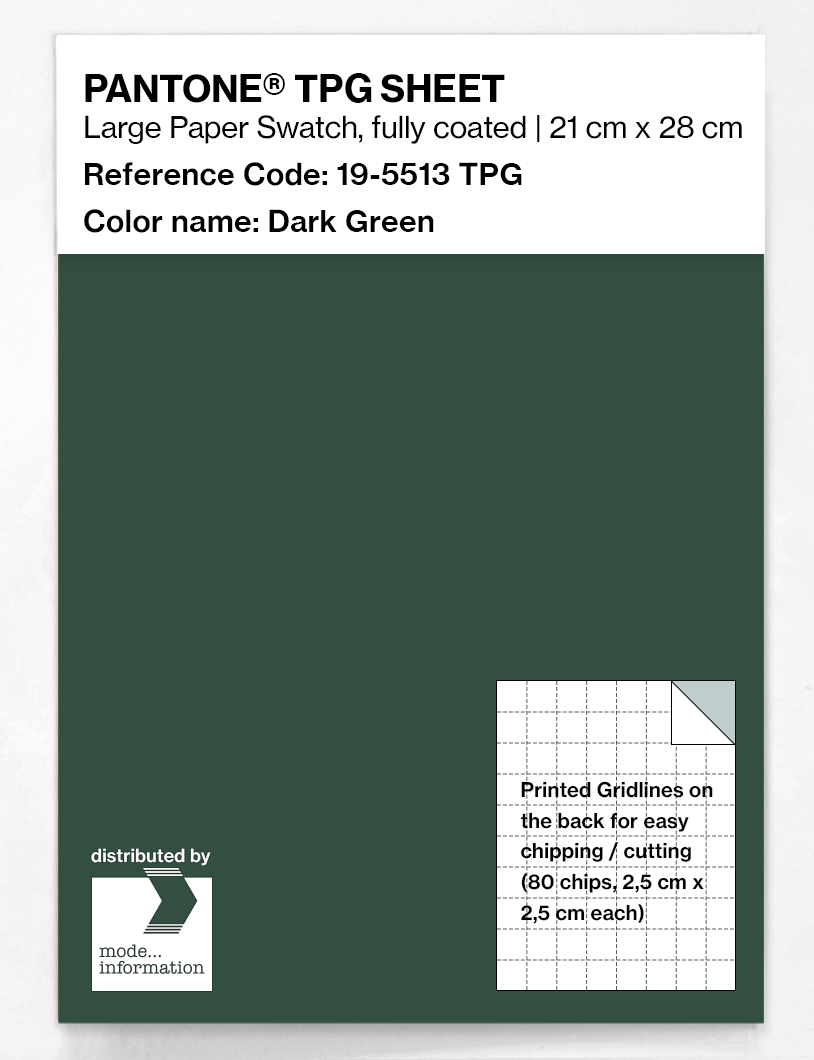 Product image 1 of the product “PANTONE® TPG SHEET 19-5513 TPG Dark Green ”