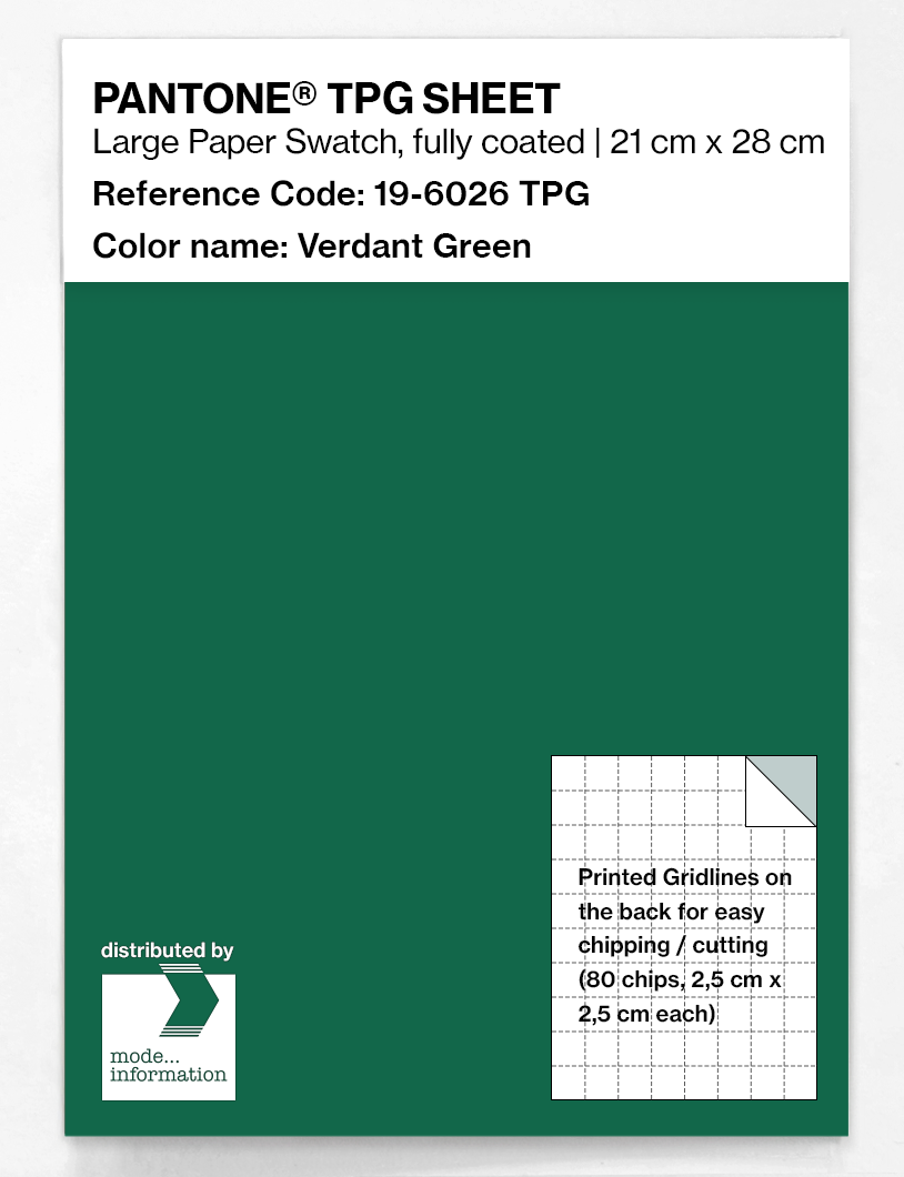 Product image 1 of the product “PANTONE® TPG SHEET 19-6026 TPG Verdant Green ”
