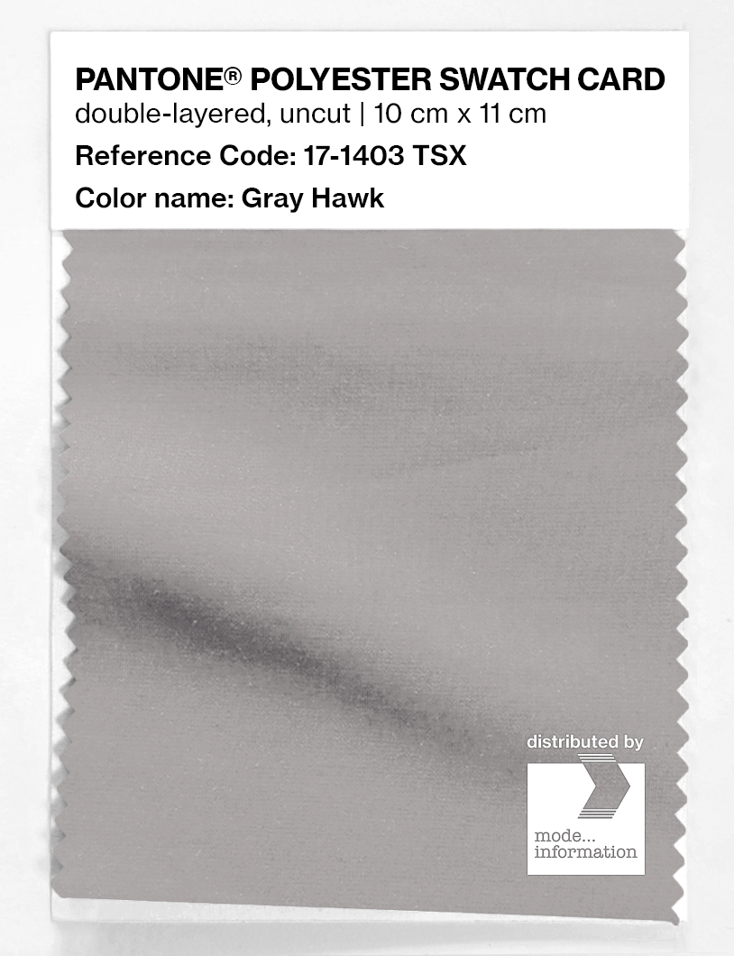 Product image 1 of the product “PANTONE® POLYESTER SWATCH CARD 17-1403 TSX Gray Hawk ”