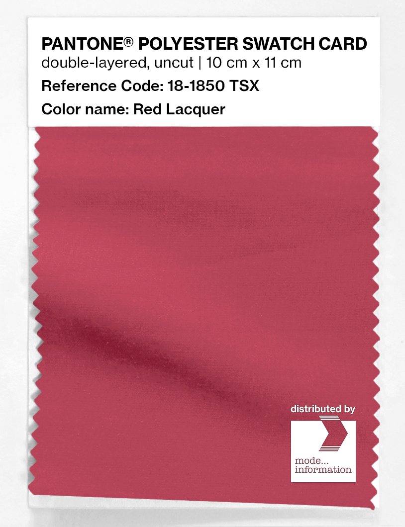 Product image 1 of the product “PANTONE® POLYESTER SWATCH CARD 18-1850 TSX Red Lacquer ”