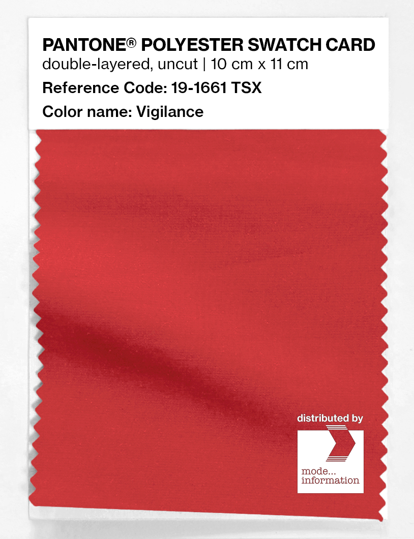 Product image 1 of the product “PANTONE® POLYESTER SWATCH CARD 19-1661 TSX Vigilance ”