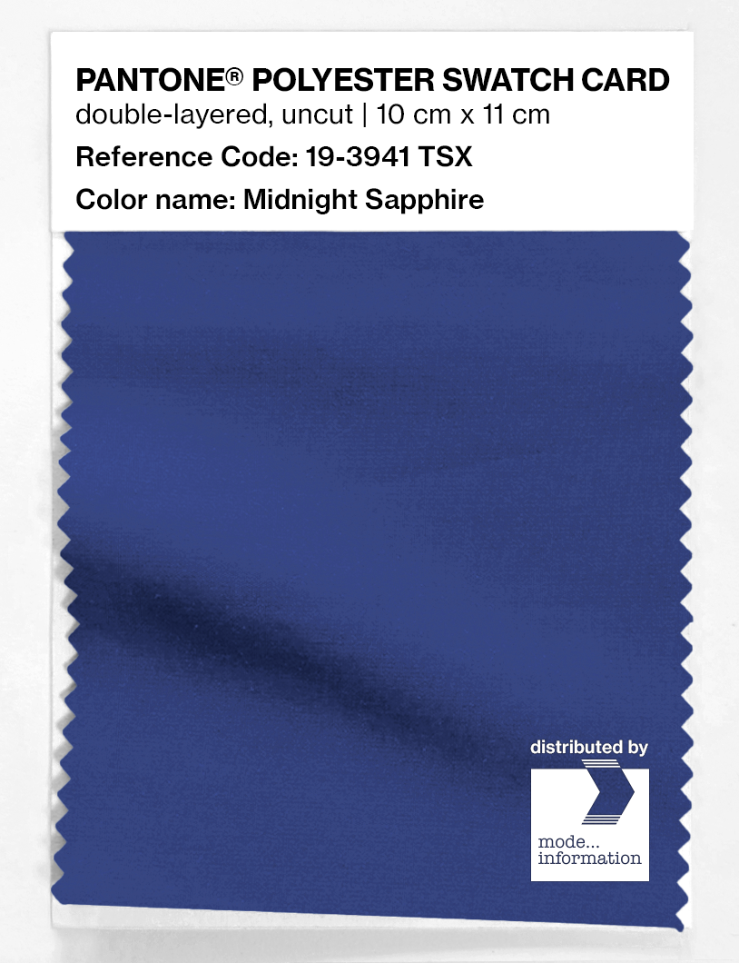 Product image 1 of the product “PANTONE® POLYESTER SWATCH CARD 19-3941 TSX Midnight Sapphire ”