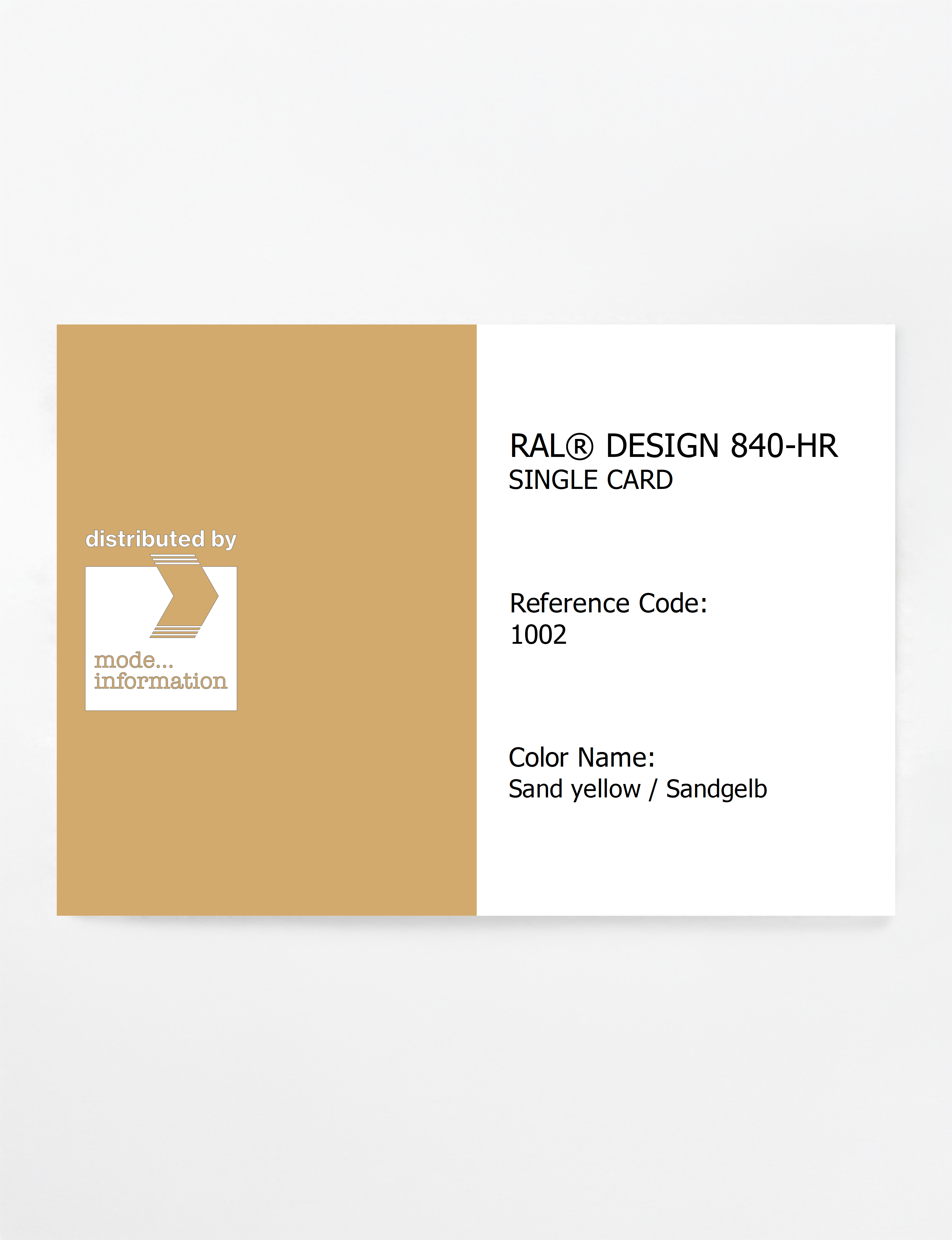Product image 1 of the product “RAL® CLASSIC 840-HR SINGLE CARD 1002 Sand yellow / Sandgelb ”