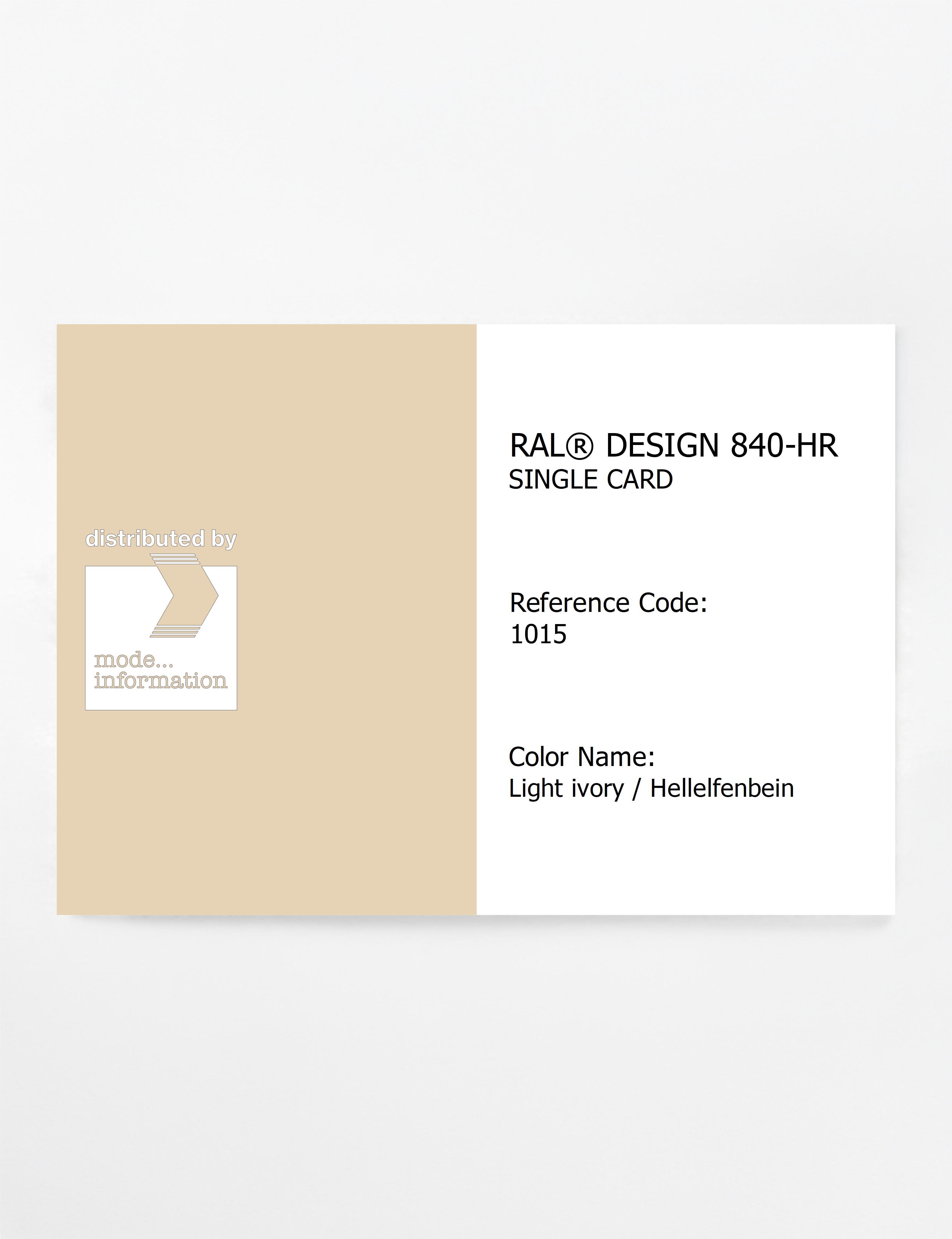 Product image 1 of the product “RAL® CLASSIC 840-HR SINGLE CARD 1015 Light ivory / Hellelfenbein ”