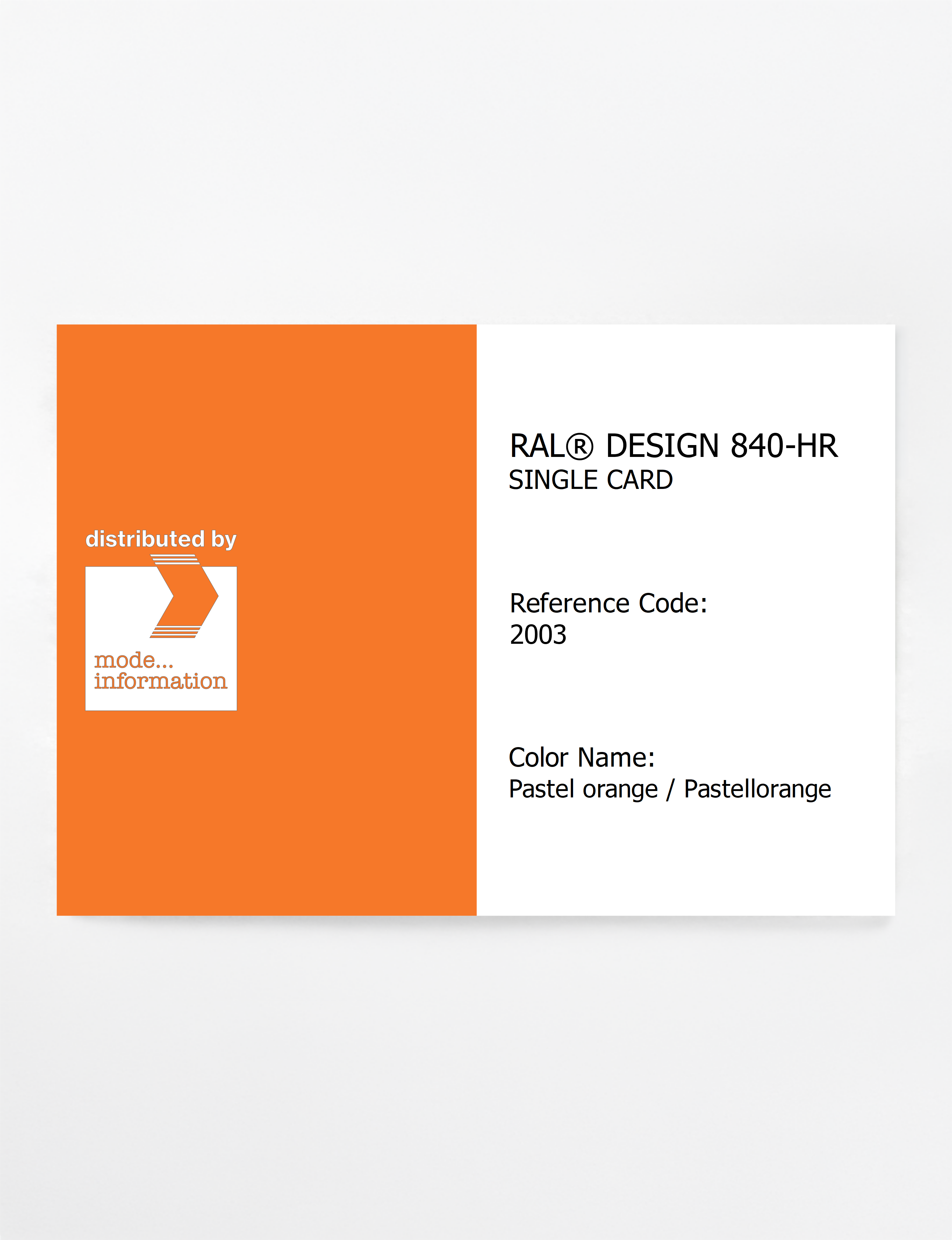 Product image 1 of the product “RAL® CLASSIC 840-HR SINGLE CARD 2003 Pastel orange / Pastellorange ”