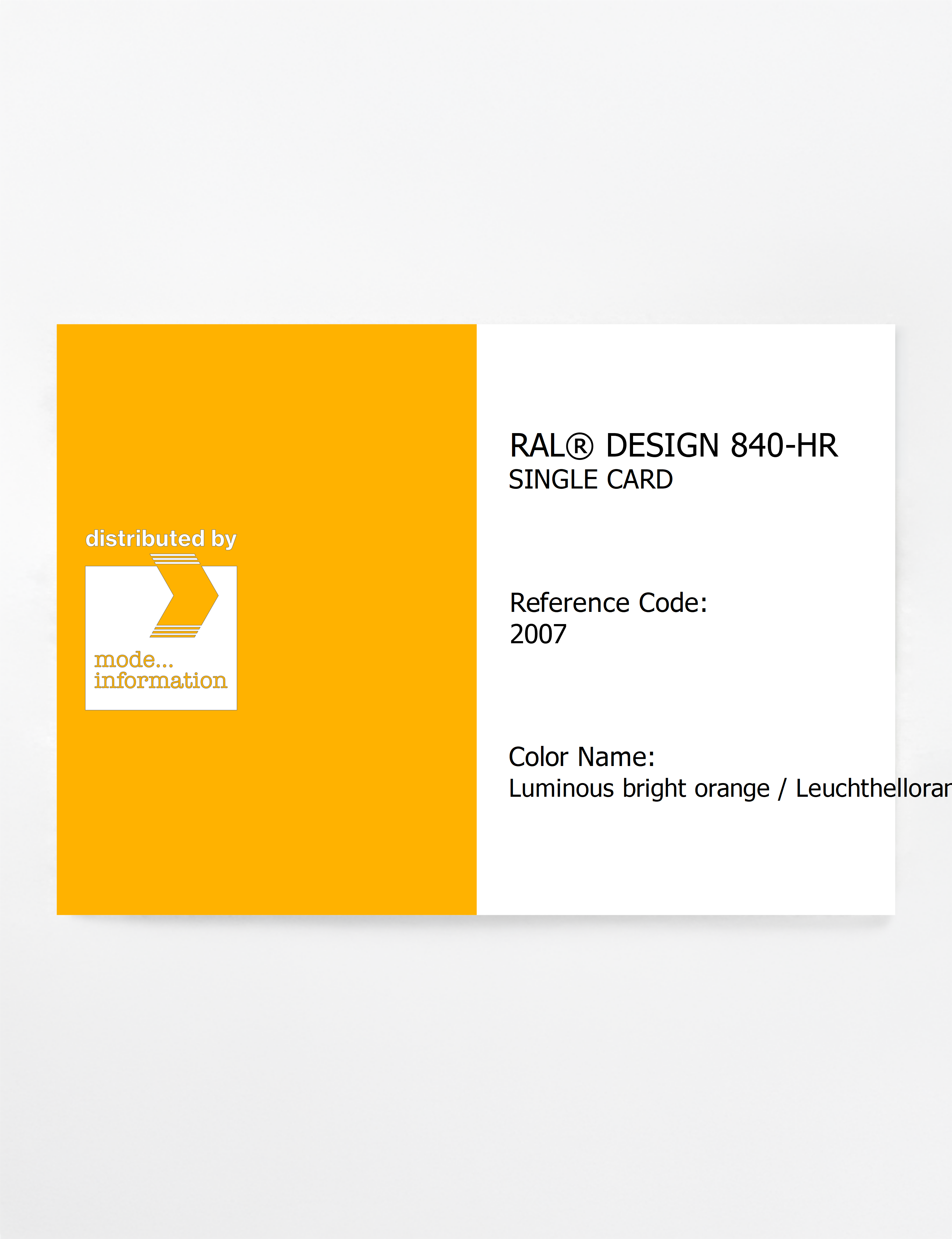 Artikelbild 1 des Artikels “RAL® CLASSIC 840-HR SINGLE CARD 2007 Luminous bright orange / Leuchthellorange “